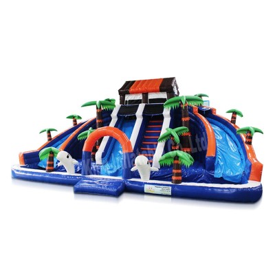 New design jungle tree inflatable water slide with pool